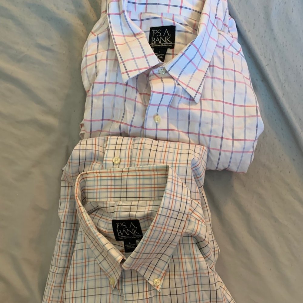 Jos A Bank Travelers Collection Men' Dress Stripe Shirt Button Up Size Large